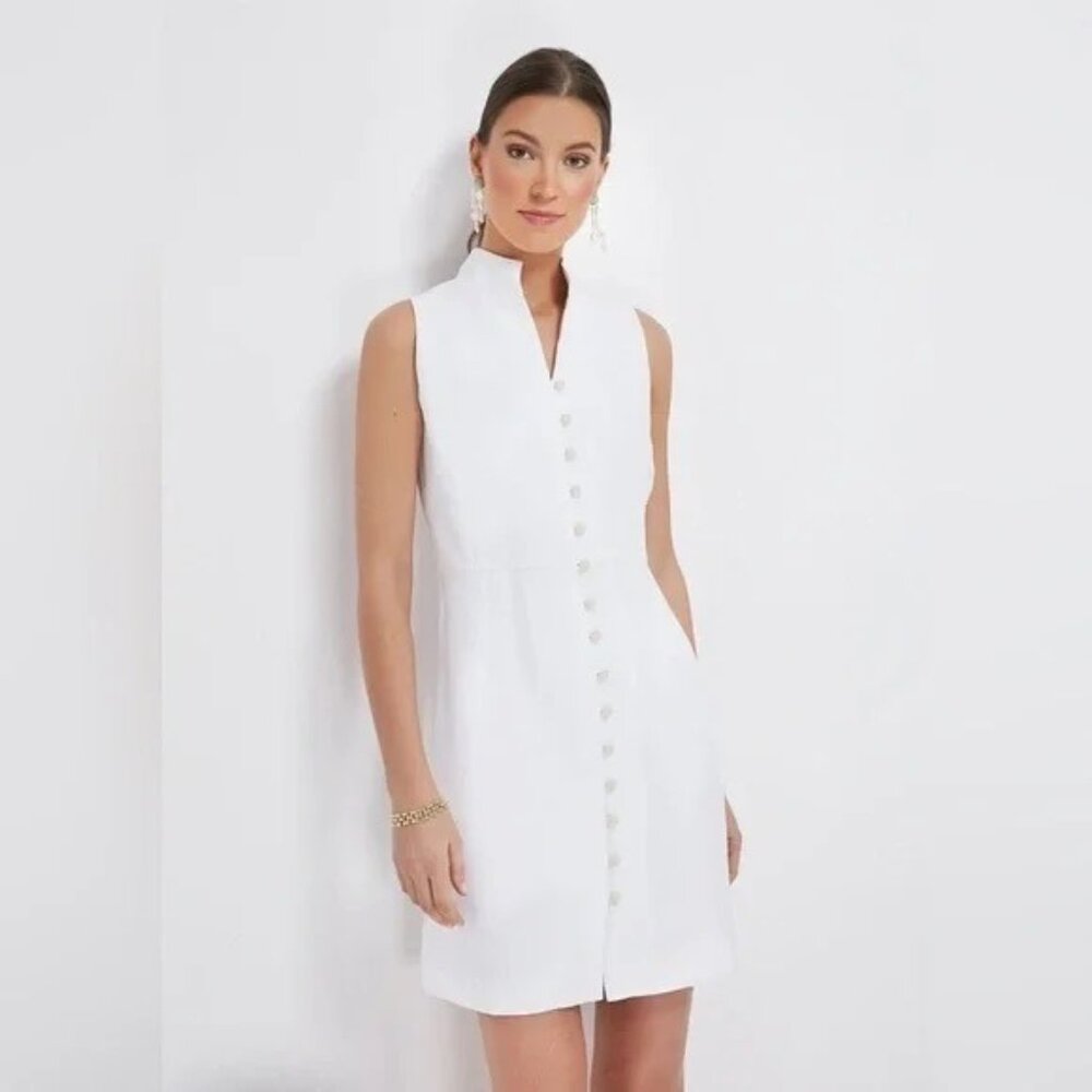 Tuckernuck White Sleeveless Button-Front Mini Dress